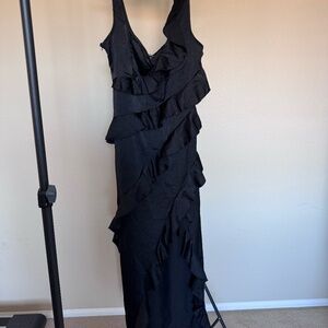 pretty little thing plus black frill dress